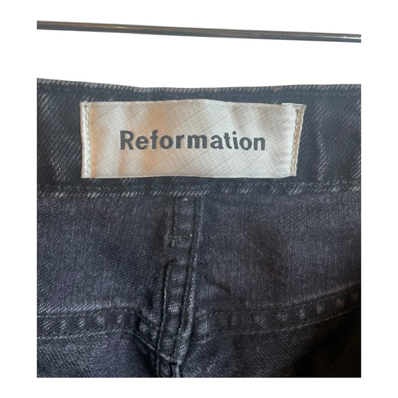 Reformation Women’s High Rise Button Fly Skinny Jeans Raw Hem Black Size 27 - Picture 6 of 16